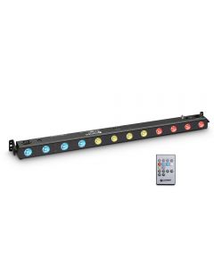 12 x 3 W TRI LED Bar in schwarzem Gehäuse mit IR-Fernbedienung